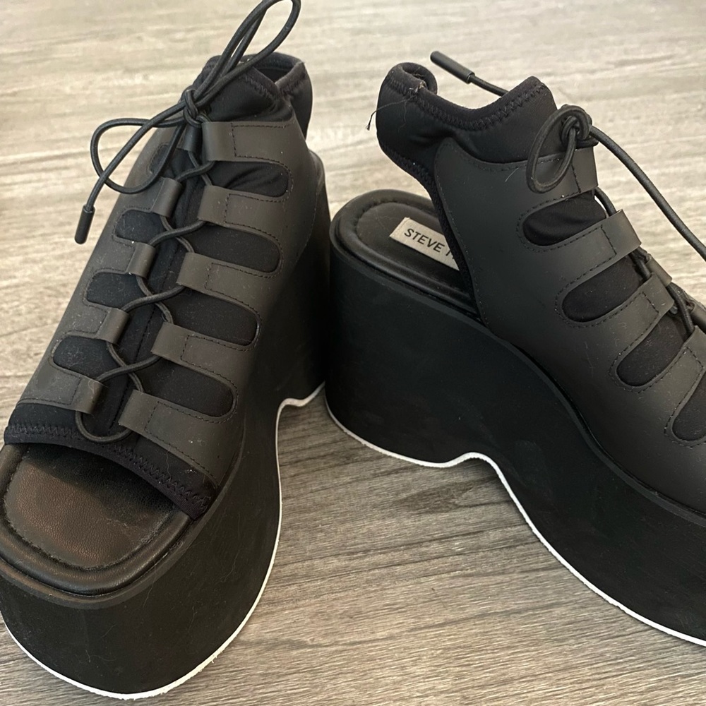 Statement High Cute, Unique Platform Black Sandal… - image 1